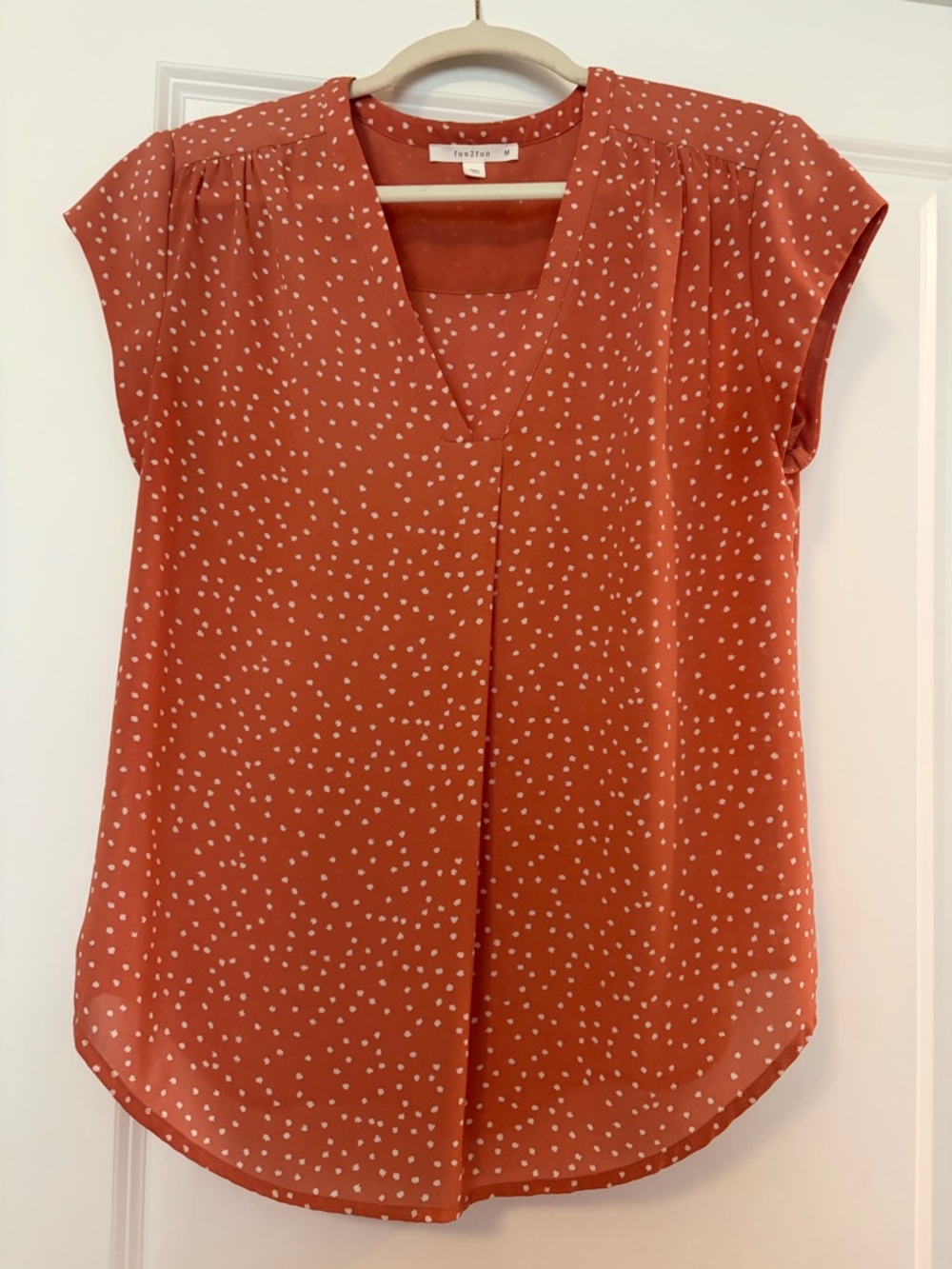 Coral V-Neck Blouse